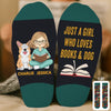 Custom Crew Socks - Personalized Bookish Gifts For Book Lovers, Bookworms, Dog Dad And Mom - Books And Dogs