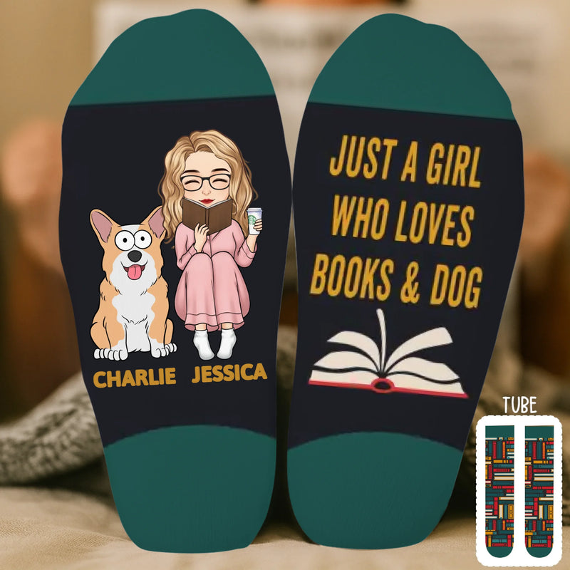 Custom Crew Socks - Personalized Bookish Gifts For Book Lovers, Bookworms, Dog Dad And Mom - Literary Pup Lover