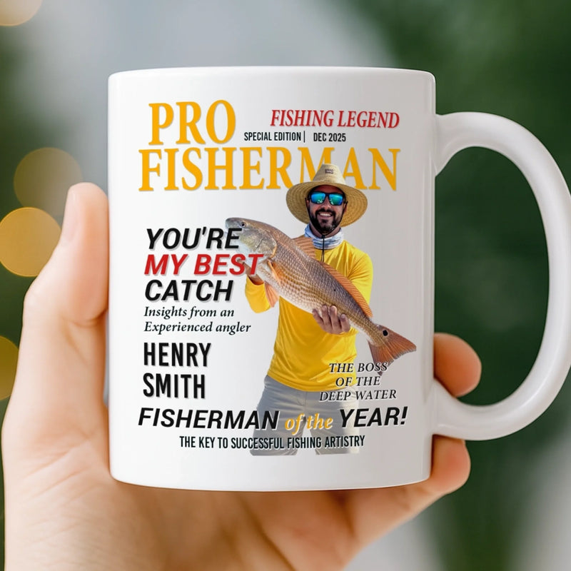 Custom Photo Magazine Mug - Personalized Birthday Gifts For Fisherman - Hooked On A Good Day