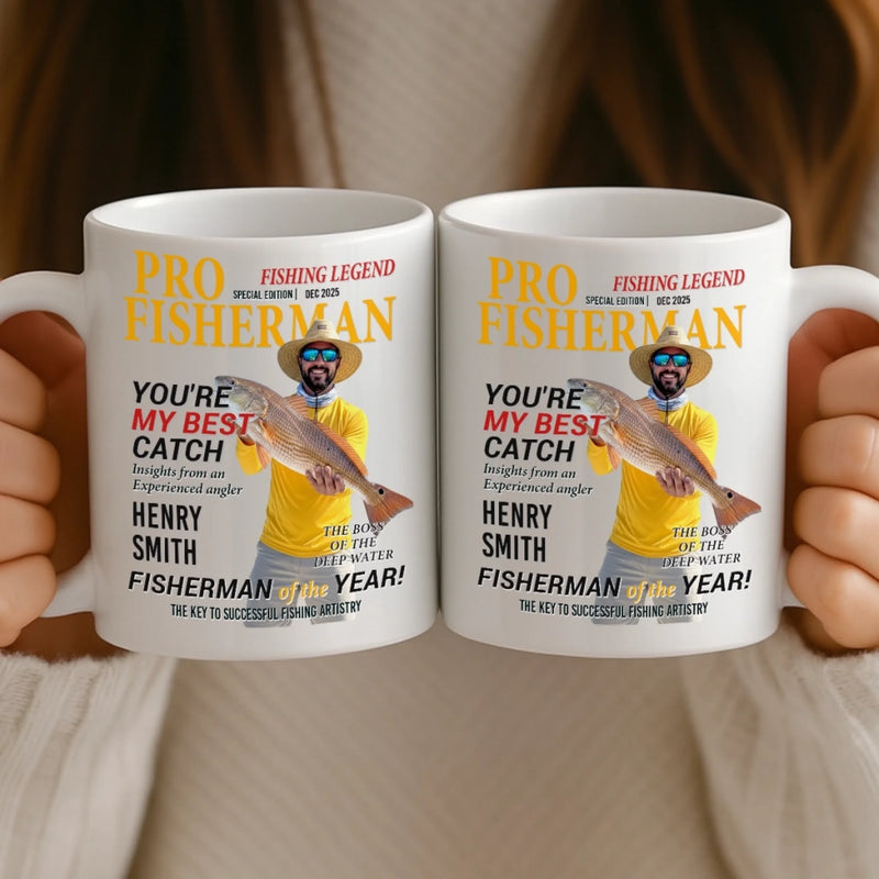 Custom Photo Magazine Mug - Personalized Birthday Gifts For Fisherman - Hooked On A Good Day