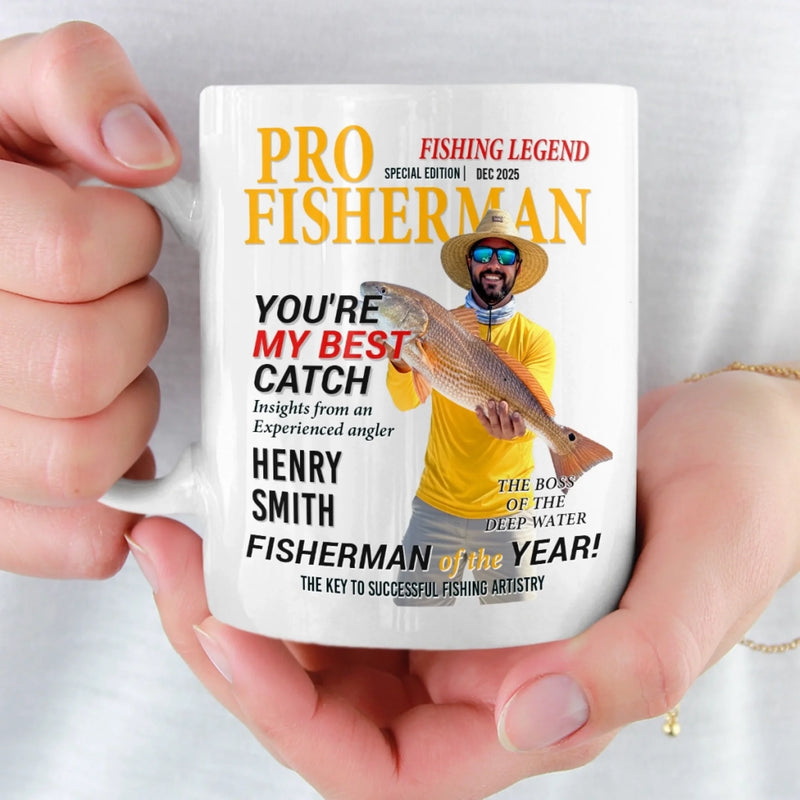 Custom Photo Magazine Mug - Personalized Birthday Gifts For Fisherman - Hooked On A Good Day