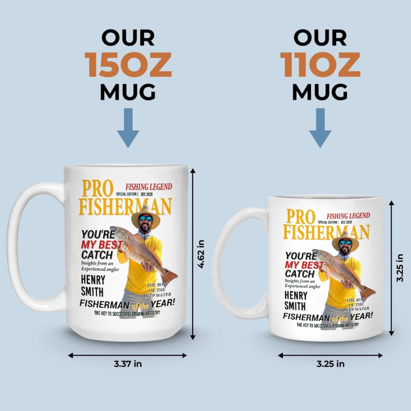 Custom Photo Magazine Mug - Personalized Birthday Gifts For Fisherman - Hooked On A Good Day