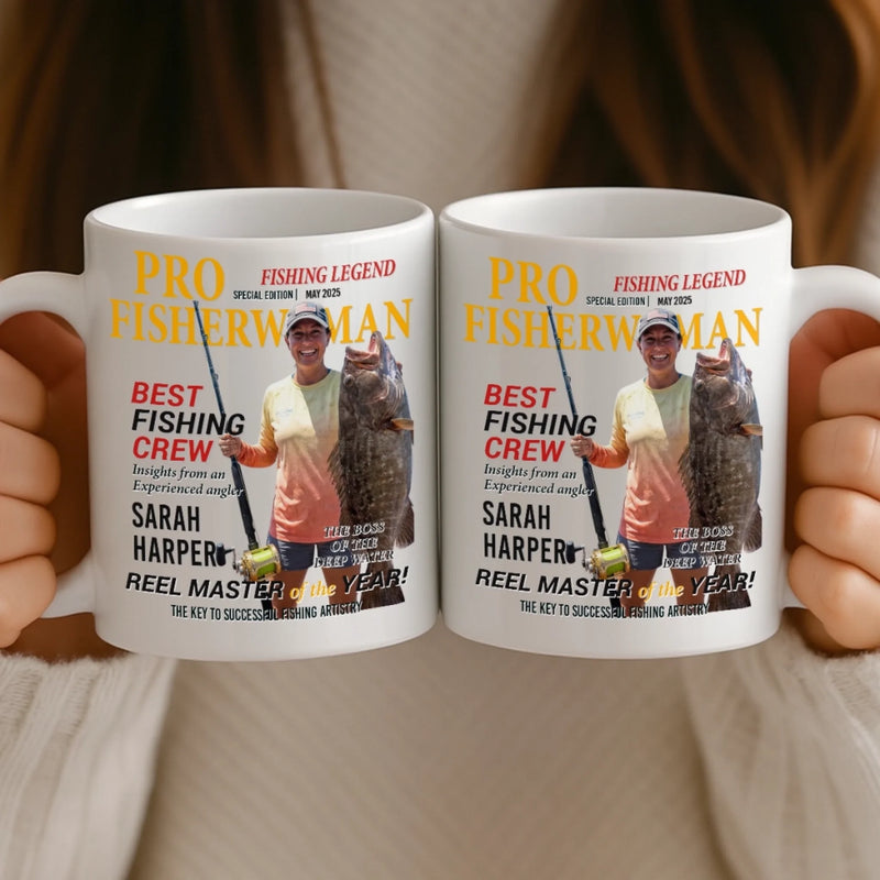 Custom Photo Magazine Mug - Personalized Birthday Gifts For Fisherman - Hooked On The Outdoors