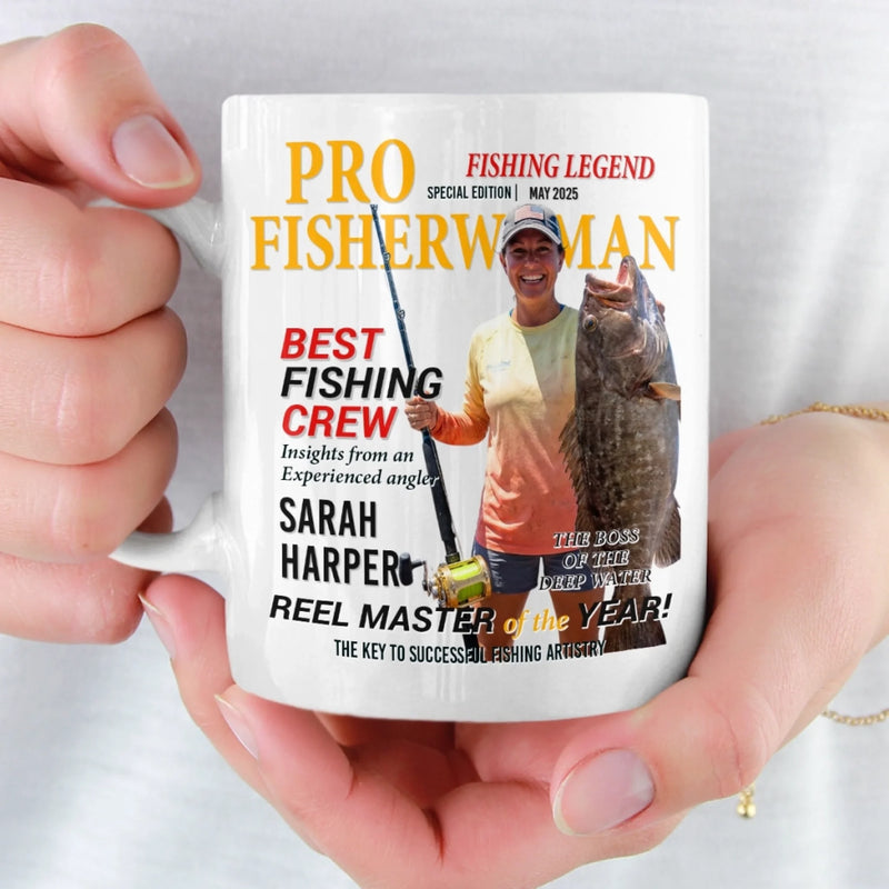 Custom Photo Magazine Mug - Personalized Birthday Gifts For Fisherman - Hooked On The Outdoors