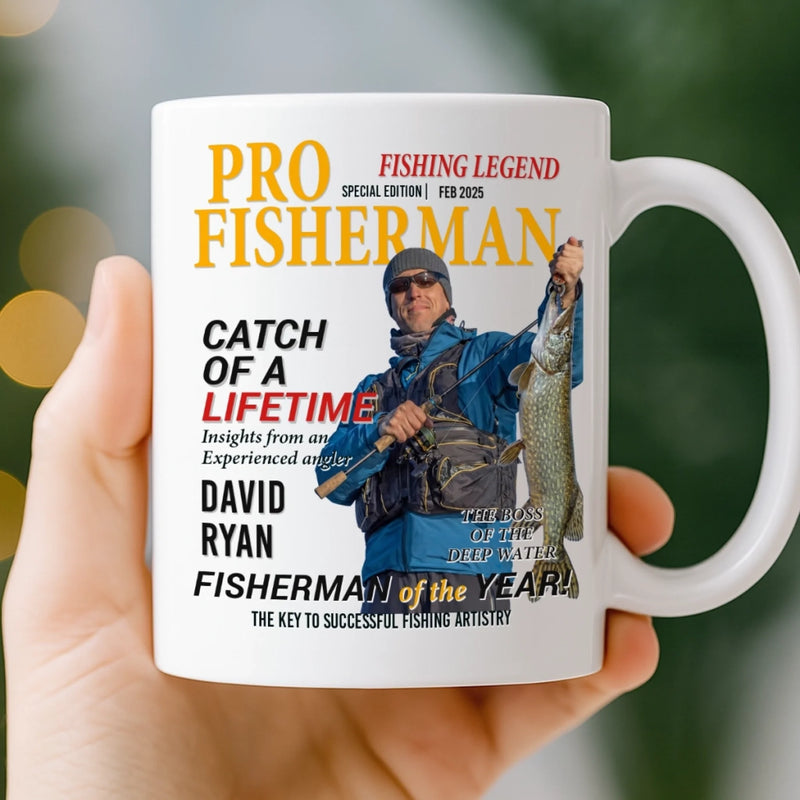 Custom Photo Magazine Mug - Personalized Birthday Gifts For Fisherman - Catching Sunshine All Day