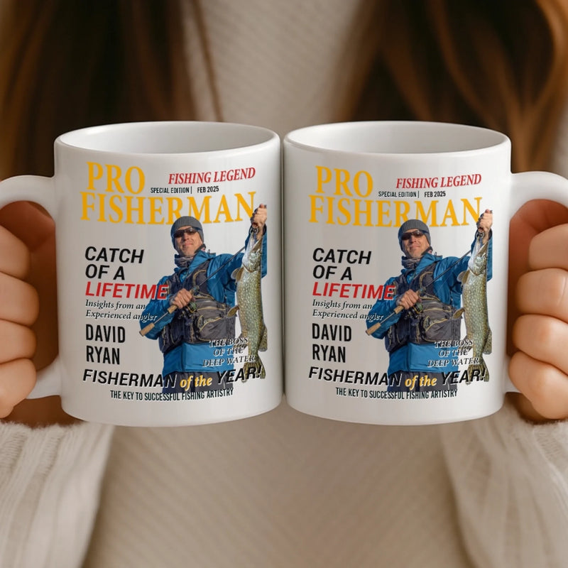 Custom Photo Magazine Mug - Personalized Birthday Gifts For Fisherman - Catching Sunshine All Day