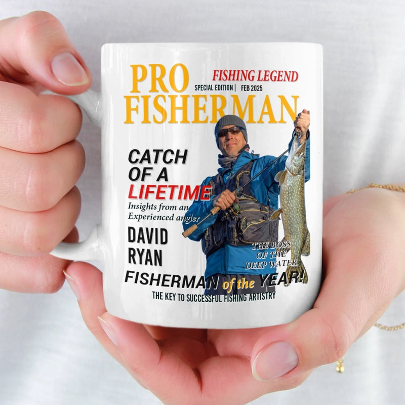 Custom Photo Magazine Mug - Personalized Birthday Gifts For Fisherman - Catching Sunshine All Day