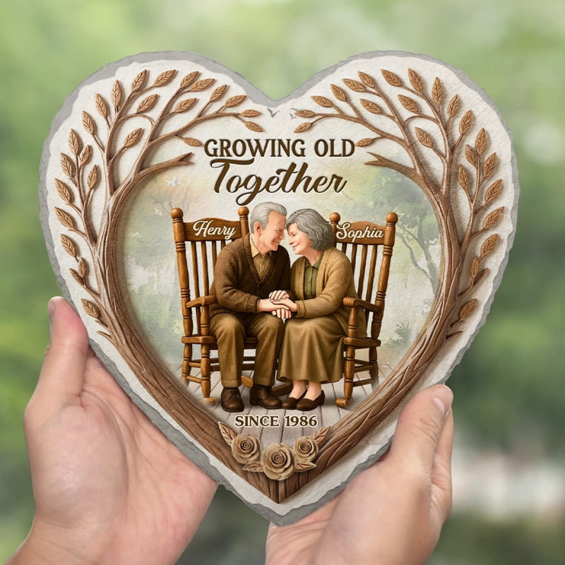 Custom Heart Shaped Memorial Stone - Personalized Anniversary Wedding Gifts For Husband And Wife, Him And Her - Eternally Loved
