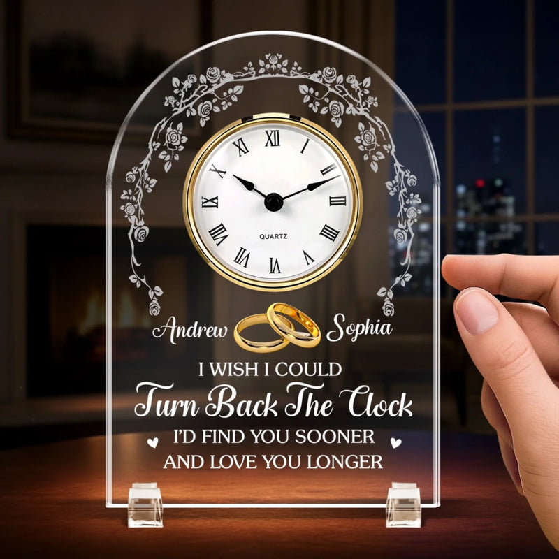 Custom Acrylic Desk Clock - Personalized Anniversary Wedding Gifts For Husband And Wife, Him And Her - You Me Same Forever Energy
