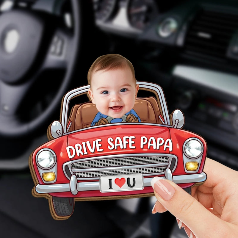 Custom Photo Car Visor Clip - Personalized Birthday Gifts For Dad, Grandpa - Carry My Love With You