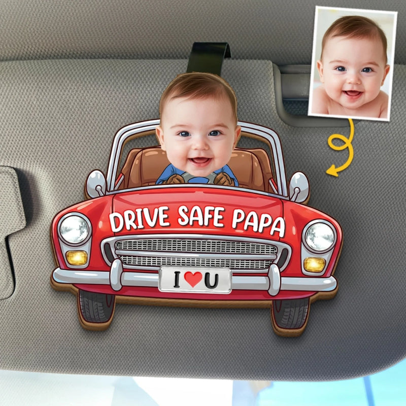 Custom Photo Car Visor Clip - Personalized Birthday Gifts For Dad, Grandpa - Carry My Love With You