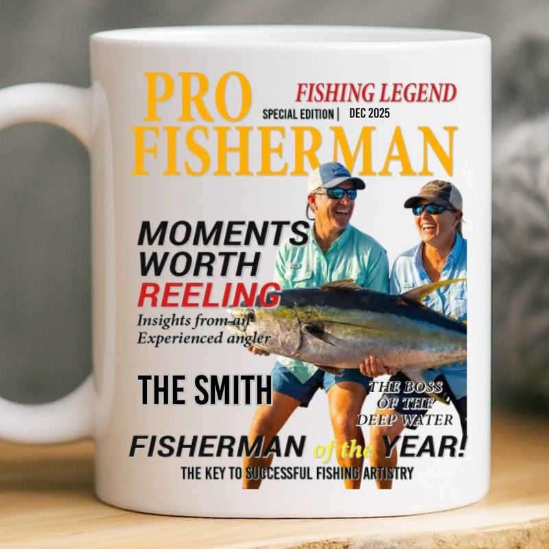 Custom Photo Magazine Mug - Personalized Birthday Gifts For Fisherman - The Catch Of A Lifetime