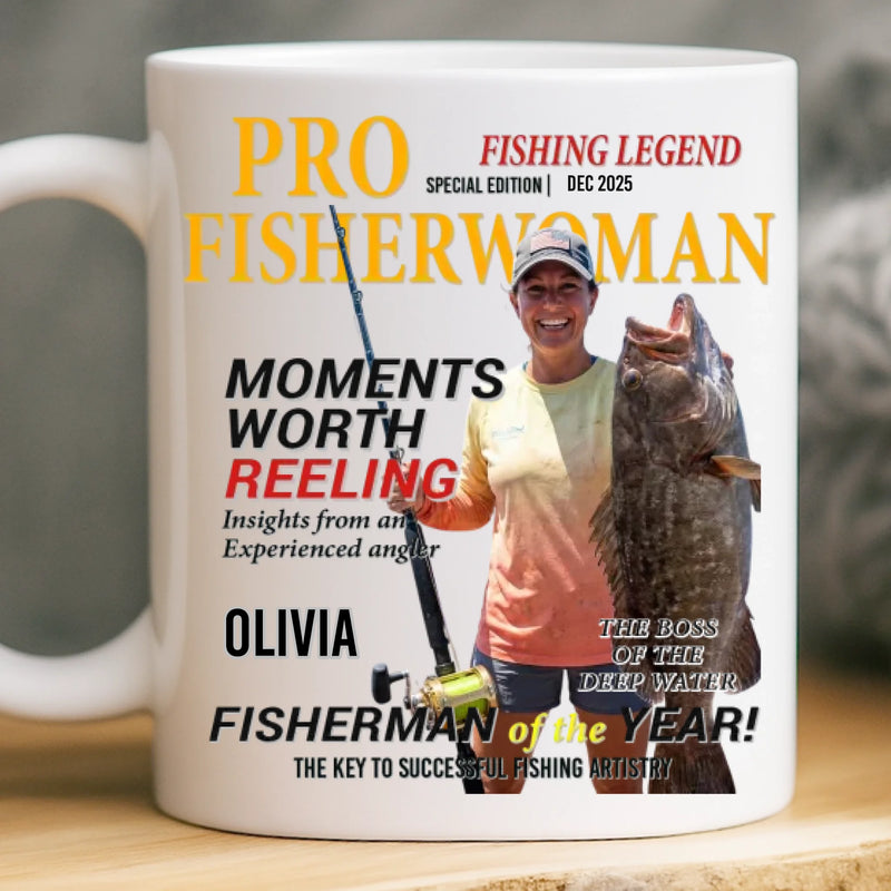 Custom Photo Magazine Mug - Personalized Birthday Gifts For Fisherman - Hooked On The Outdoors