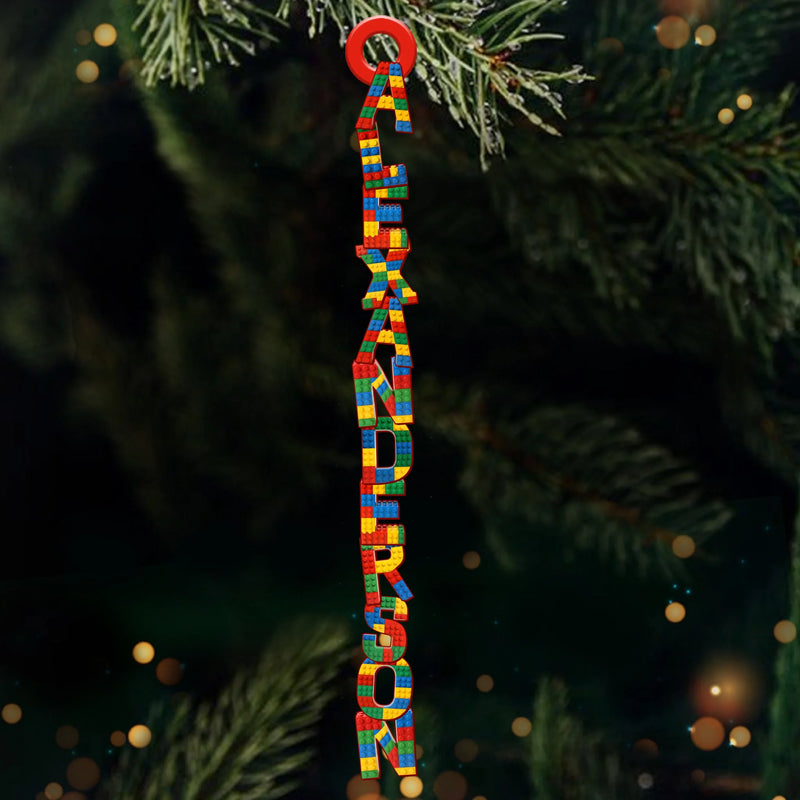 Custom Letter Wooden Ornament - Personalized Christmas Birthday Gifts For Mom, Dad, Brother, Sister, Kids - One Block At A Time