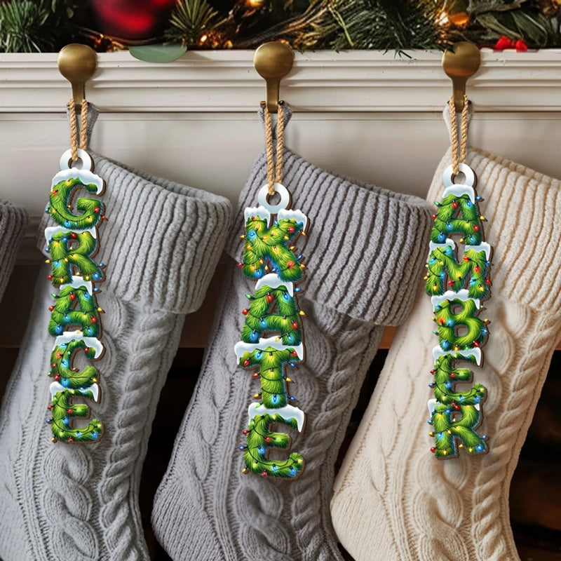 Custom Pine Tree Letter Wooden Ornament - Personalized Christmas Birthday Gifts For Mom, Dad, Brother, Sister, Kids - Home Is Wherever We Gather