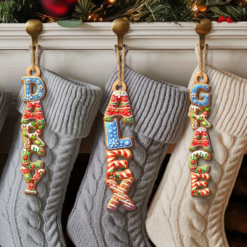 Custom Gingerbread Letter Wooden Ornament - Personalized Christmas Birthday Gifts For Mom, Dad, Brother, Sister, Kids - The Sweetest Stocking Stuffer