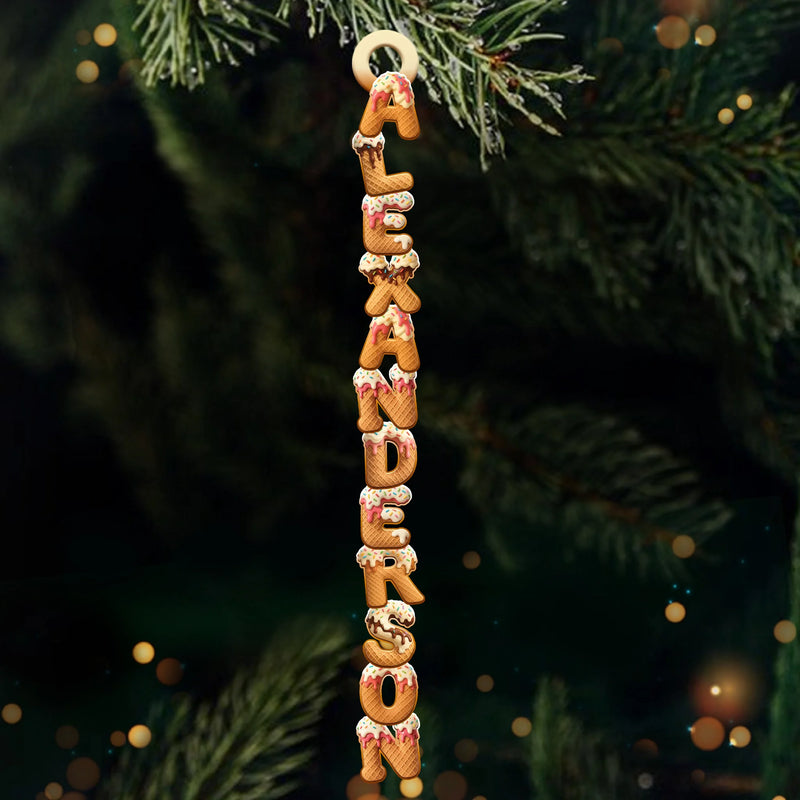 Custom Ice Cream Letter Wooden Ornament - Personalized Christmas Birthday Gifts For Mom, Dad, Brother, Sister, Kids - Together Makes Every Moment Better