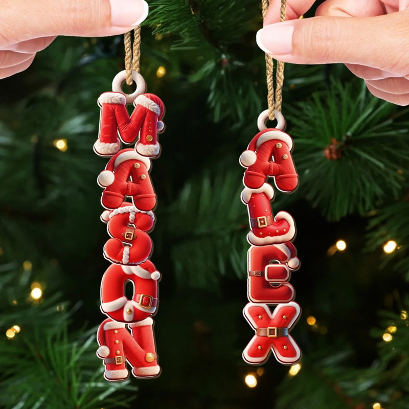 Custom Santa Suit Letter Wooden Ornament - Personalized Christmas Birthday Gifts For Mom, Dad, Brother, Sister, Kids - Built On Love Held By Us
