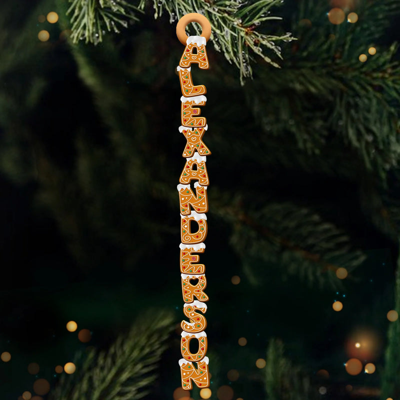 Custom Gingerbread Letter Wooden Ornament - Personalized Christmas Birthday Gifts For Mom, Dad, Brother, Sister, Kids - This Family Story Keeps Blooming
