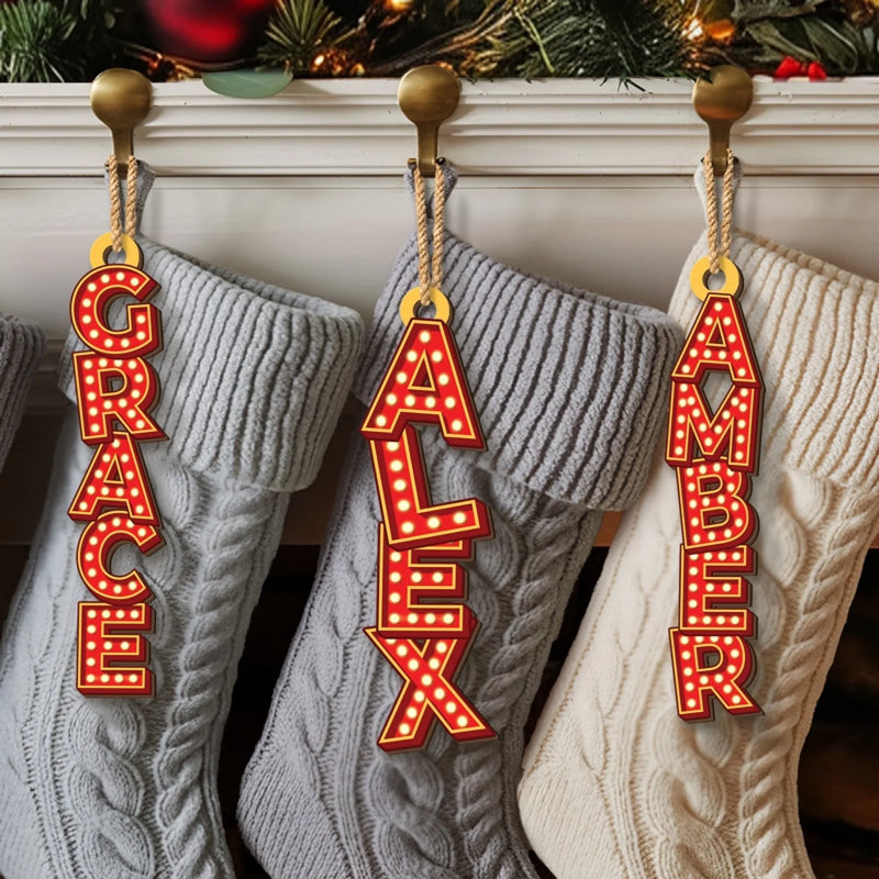 Custom Marquee Letter Wooden Ornament - Personalized Christmas Birthday Gifts For Mom, Dad, Brother, Sister, Kids - Holiday Marquee Moment