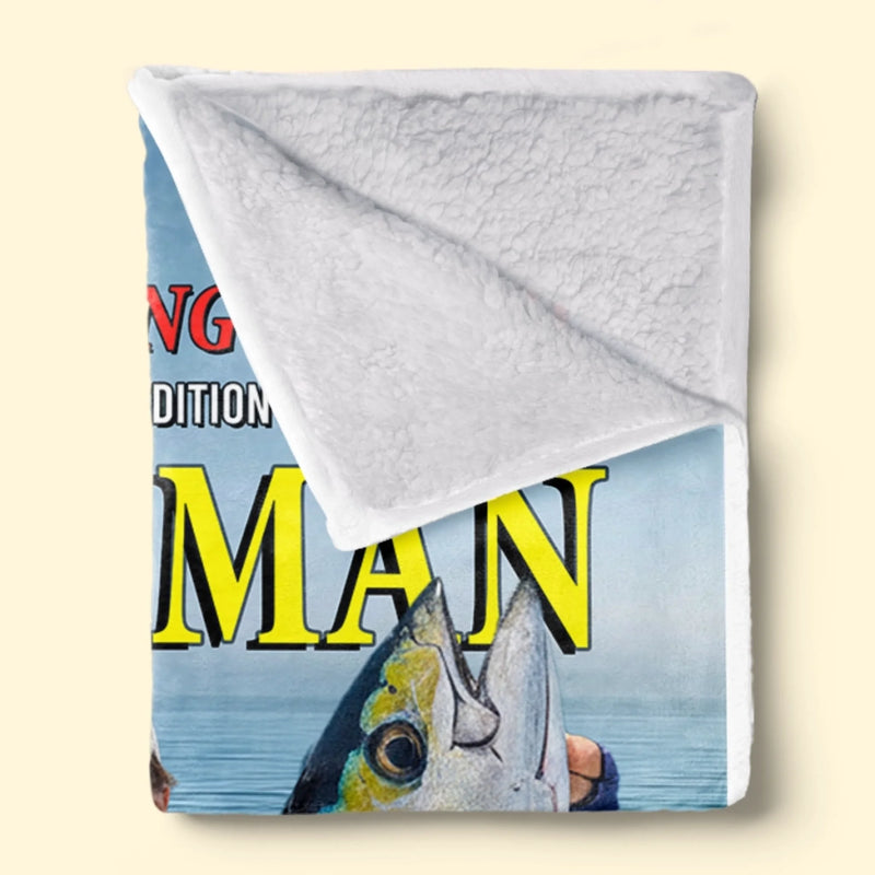 Custom Photo Magazine Blanket - Personalized Christmas Birthday Fishing Gifts For Fisherman - Masters Of The Deep