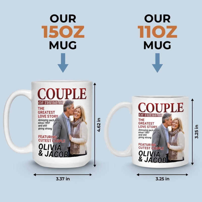Custom Photo Magazine Mug - Personalized Anniversary Wedding Gifts For Husband And Wife, Him And Her - Love Grows Louder With You