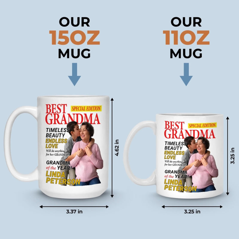 Custom Photo Magazine Mug - Personalized Birthday Gifts For Grandma - Her Love Makes Little Hearts Brighter