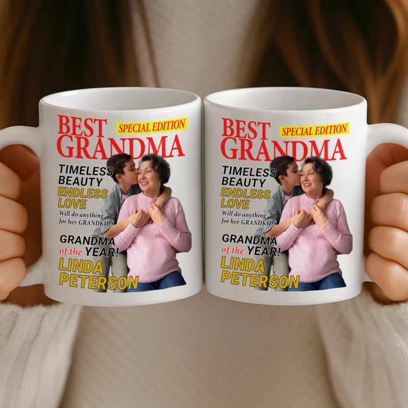 Custom Photo Magazine Mug - Personalized Birthday Gifts For Grandma - Her Love Makes Little Hearts Brighter