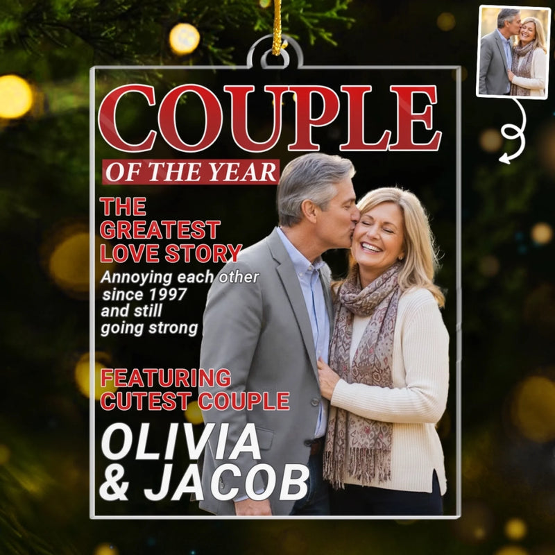 Custom Photo Magazine Acrylic Ornament - Personalized Anniversary Christmas Wedding Gifts For Husband And Wife, Him And Her - Still Choosing You Every Day