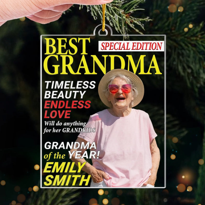 Custom Photo Magazine Acrylic Ornament - Personalized Christmas Birthday Gifts For Grandma - Where Grandma Is Joy Follows