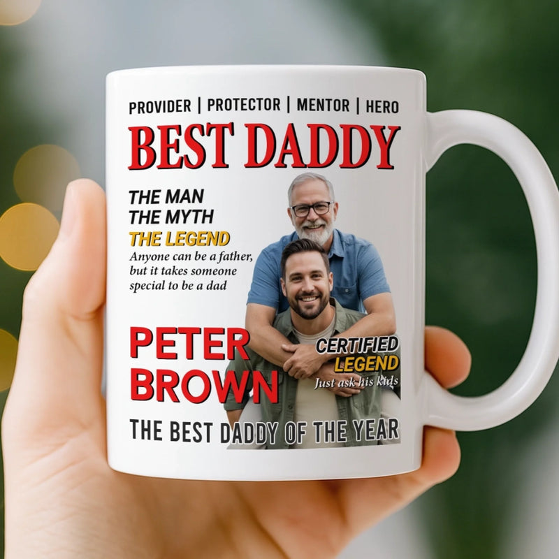 Custom Photo Magazine Mug - Personalized Birthday Gifts For Dad - Dad Love Leads Us Home