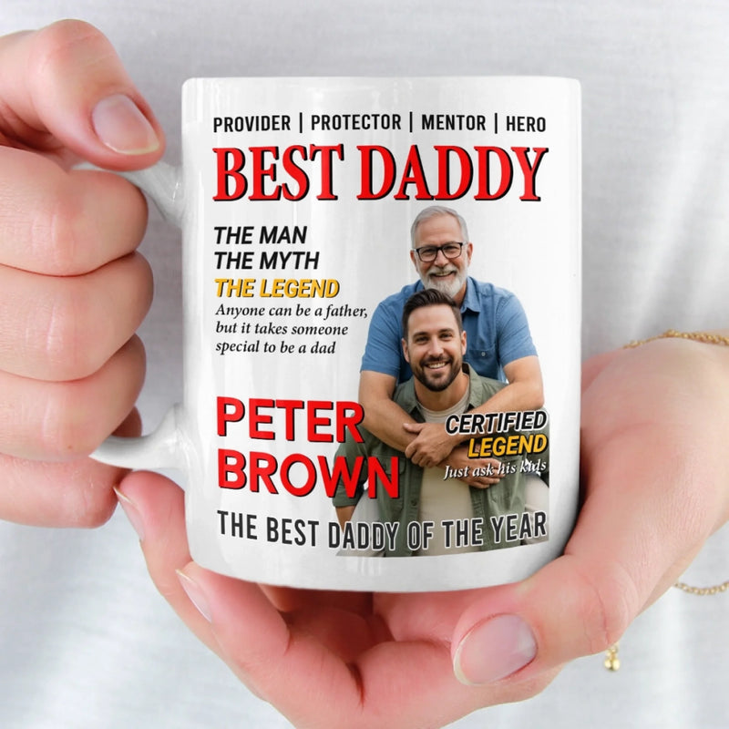 Custom Photo Magazine Mug - Personalized Birthday Gifts For Dad - Dad Love Leads Us Home