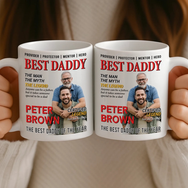 Custom Photo Magazine Mug - Personalized Birthday Gifts For Dad - Dad Love Leads Us Home