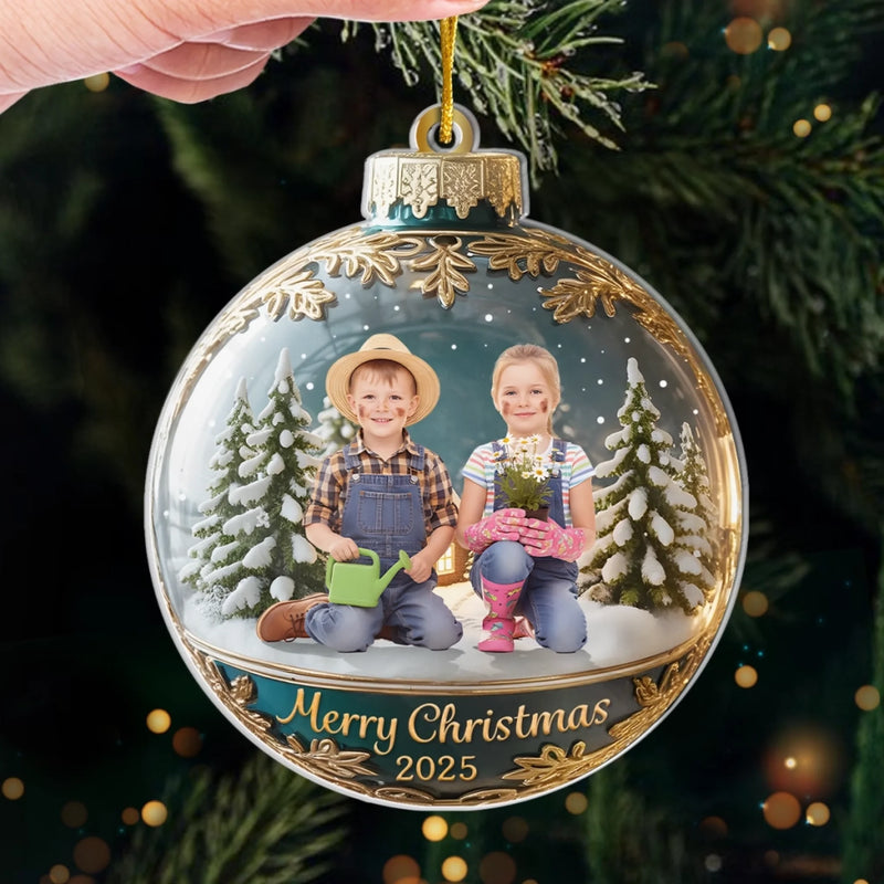 Custom Photo Acrylic Ornament - Personalized Christmas Birthday Gifts For Kids - Growing Love In A Winter Wonderland