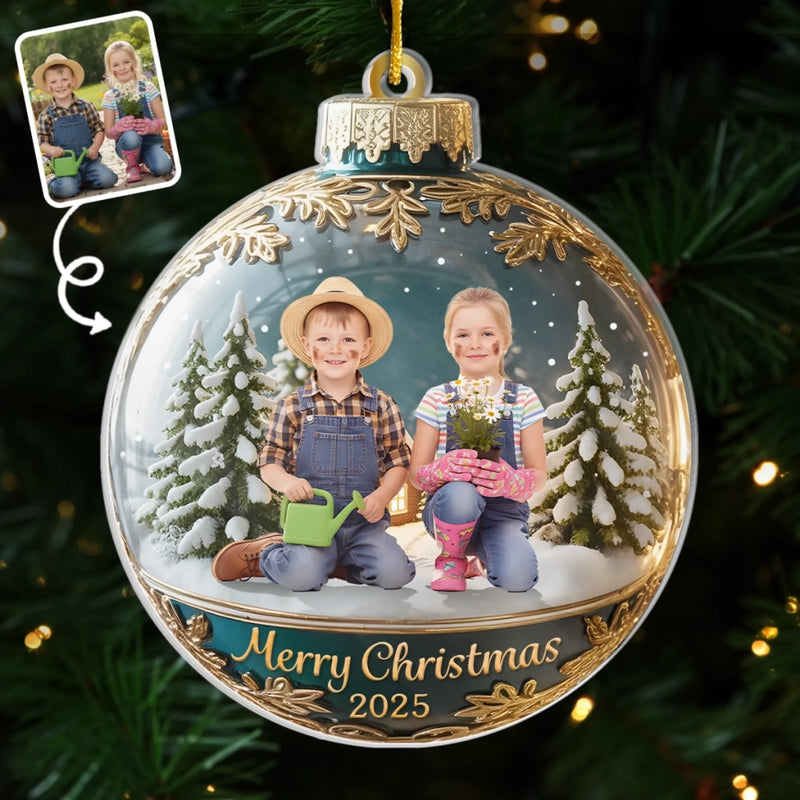 Custom Photo Acrylic Ornament - Personalized Christmas Birthday Gifts For Kids - Growing Love In A Winter Wonderland