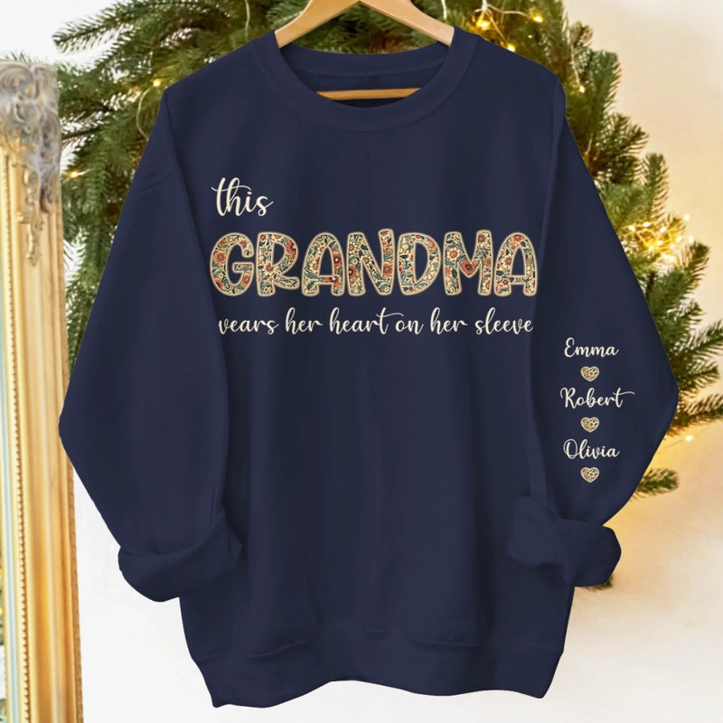 Custom Unisex Sweatshirt, Hoodie With Design On Sleeve - Personalized Birthday Gifts For Mom, Grandma - Loved And Cherished