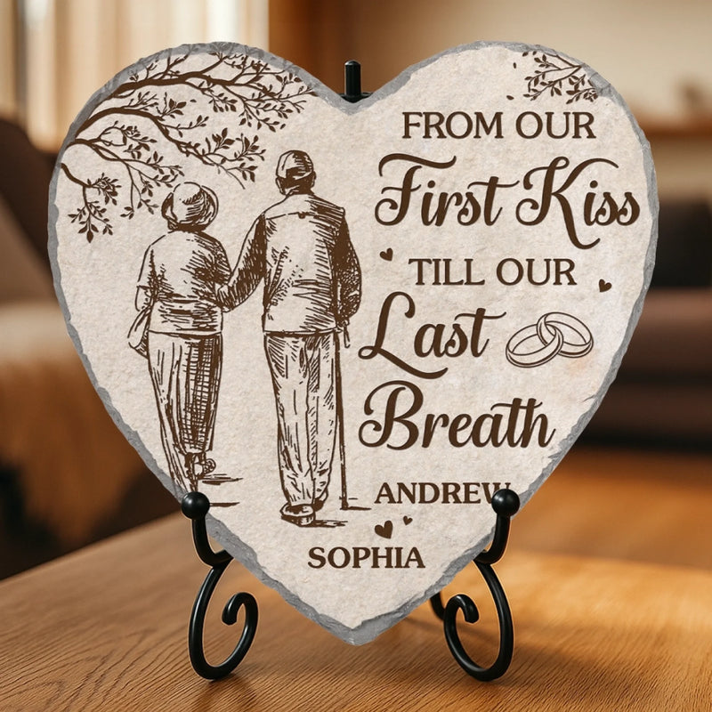 Custom Heart Shaped Stone With Stand - Personalized Anniversary Wedding Gifts For Husband And Wife, Him And Her - You Are My Calm