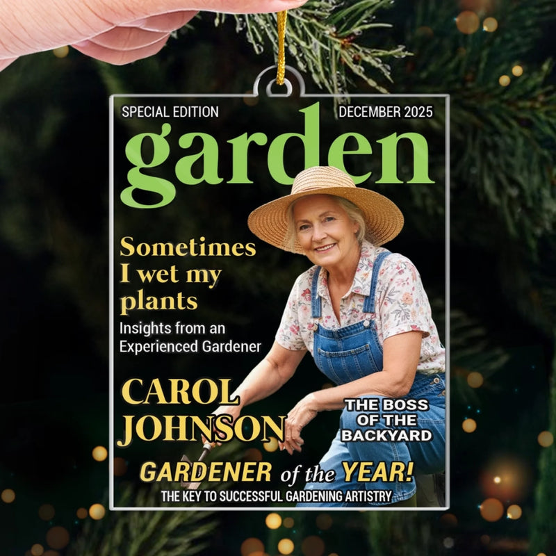 Custom Photo Magazine Acrylic Ornament - Personalized Christmas Birthday Garden Gifts For Gardeners - Official Plant Whisperer