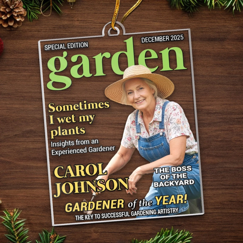 Custom Photo Magazine Acrylic Ornament - Personalized Christmas Birthday Garden Gifts For Gardeners - Official Plant Whisperer