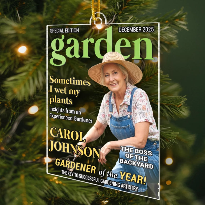 Custom Photo Magazine Acrylic Ornament - Personalized Christmas Birthday Garden Gifts For Gardeners - Official Plant Whisperer
