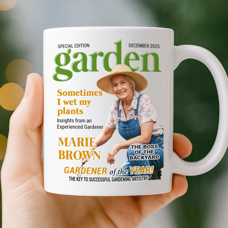 Custom Photo Magazine Mug - Personalized  Christmas Birthday Garden Gifts For Gardeners - Dirt Therapy Enthusiast