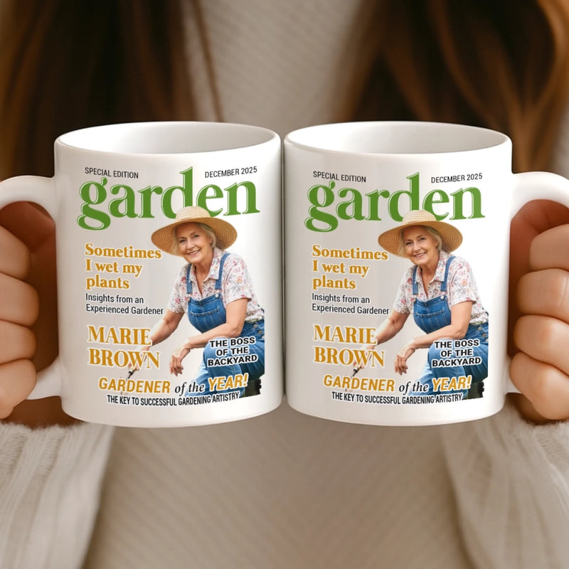 Custom Photo Magazine Mug - Personalized  Christmas Birthday Garden Gifts For Gardeners - Dirt Therapy Enthusiast