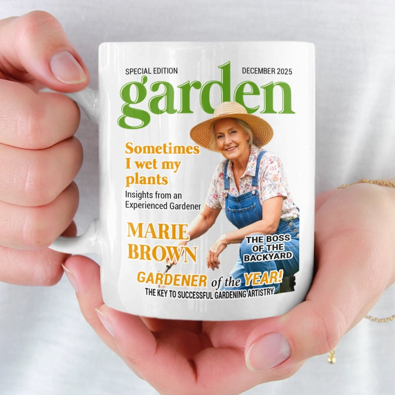 Custom Photo Magazine Mug - Personalized  Christmas Birthday Garden Gifts For Gardeners - Dirt Therapy Enthusiast