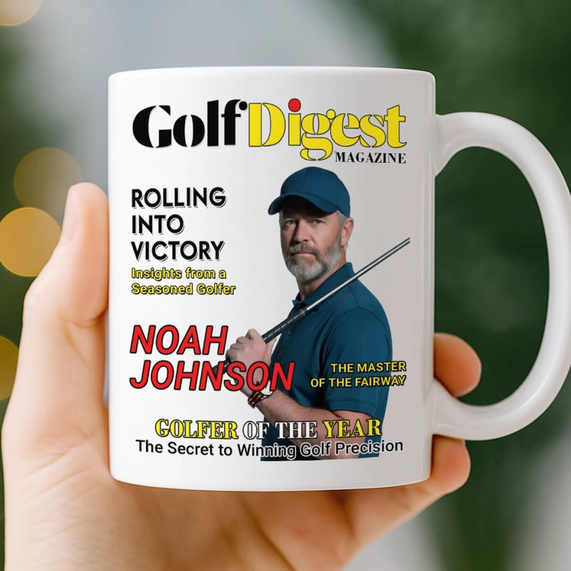 Custom Photo Magazine Mug - Personalized  Christmas Birthday Golf Gifts For Men, Women - King Of The Fairway