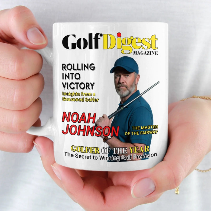 Custom Photo Magazine Mug - Personalized  Christmas Birthday Golf Gifts For Men, Women - King Of The Fairway