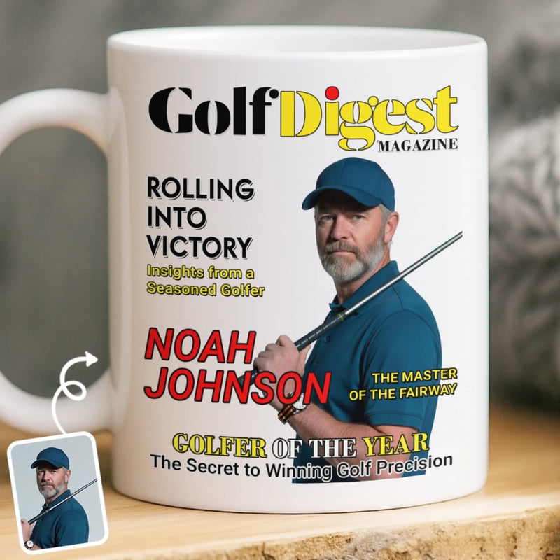 Custom Photo Magazine Mug - Personalized  Christmas Birthday Golf Gifts For Men, Women - King Of The Fairway