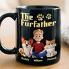 Custom Black Mug - Personalized Birthday Gifts For Dog Cat Lovers, Dog Dad And Mom, Cat Owners - The Furfather Never Walks Alone
