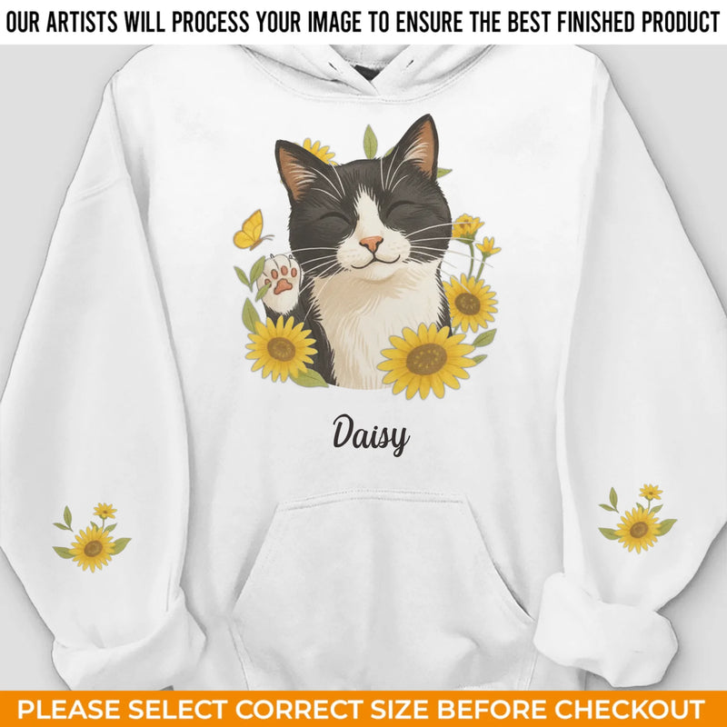 Custom Photo Unisex Sweatshirt, Hoodie With Design On Sleeve - Personalized Birthday Gifts For Dog Cat Lovers, Dog Dad And Mom, Cat Owners - Blooming With Dog Joy
