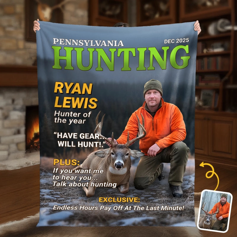 Custom Photo Deer Hunting Gifts for Men - Personalized Blanket
