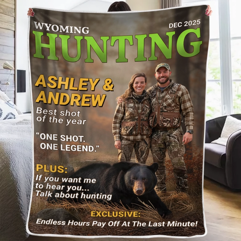 Custom Photo Magazine Blanket - Personalized Christmas Birthday Hunting Gifts For Hunters - From Camo To Forever